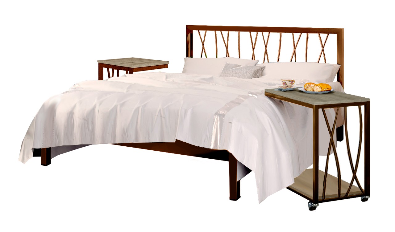 

Набор - Кровать металлическая 160х190 + две тумбы прикроватные "Серхио" ТриАметекс коричневые