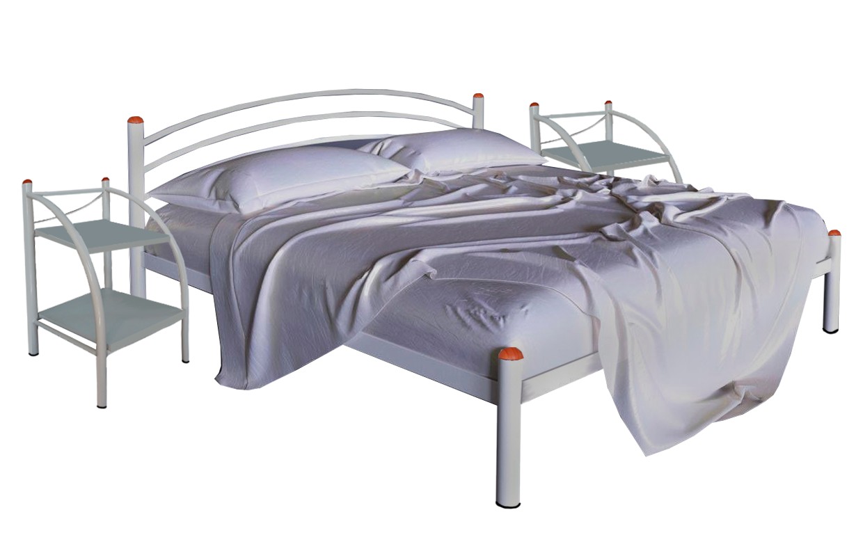 

Набор - Кровать металлическая 140х200 + две тумбы прикроватные "Джулия" ТриАметекс белые