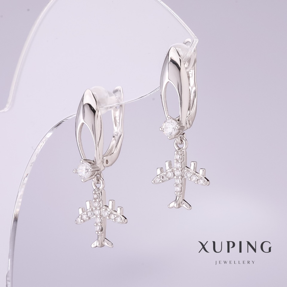 

Серьги Xuping с белыми стразами 28х5мм родий, ida27758