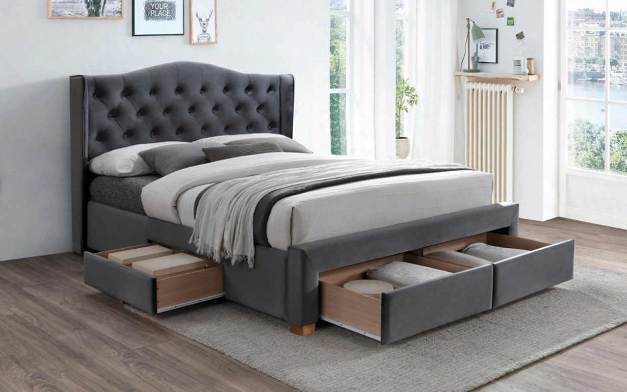 

Кровать Aspen 2 Velvet Grey 160х200 см. Signal