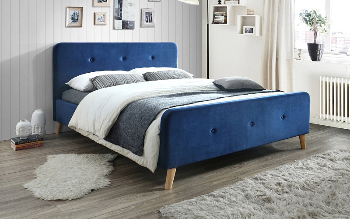 

Кровать Malmo Velvet navy blue 160х200 см. Signal