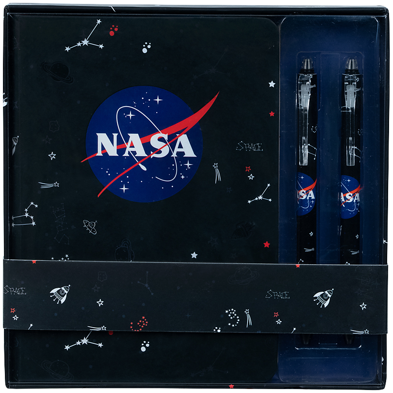 

Набор подарочный Kite Nasa блокнот В6+ 96 листов + 2 ручки темно-синий (NS21-499)
