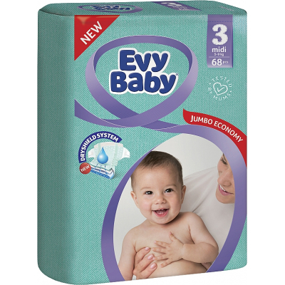 

Подгузник Evy Baby Midi Размер 3 (5-9 кг) 68 шт. (8690506411985)