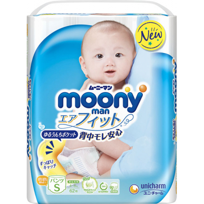 

Подгузник Moony трусики S 4-8 кг, 62 шт (4903111246403)