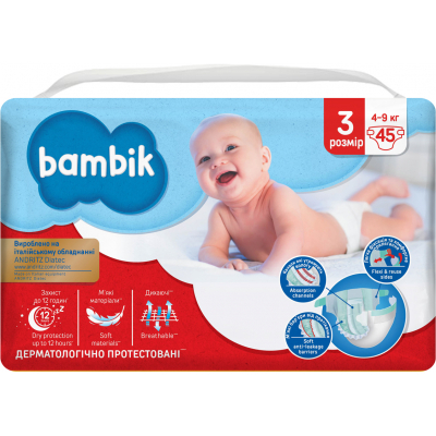 

Подгузник Bambik Jumbo 3 (4-9 кг) кг 45 шт (43405200)
