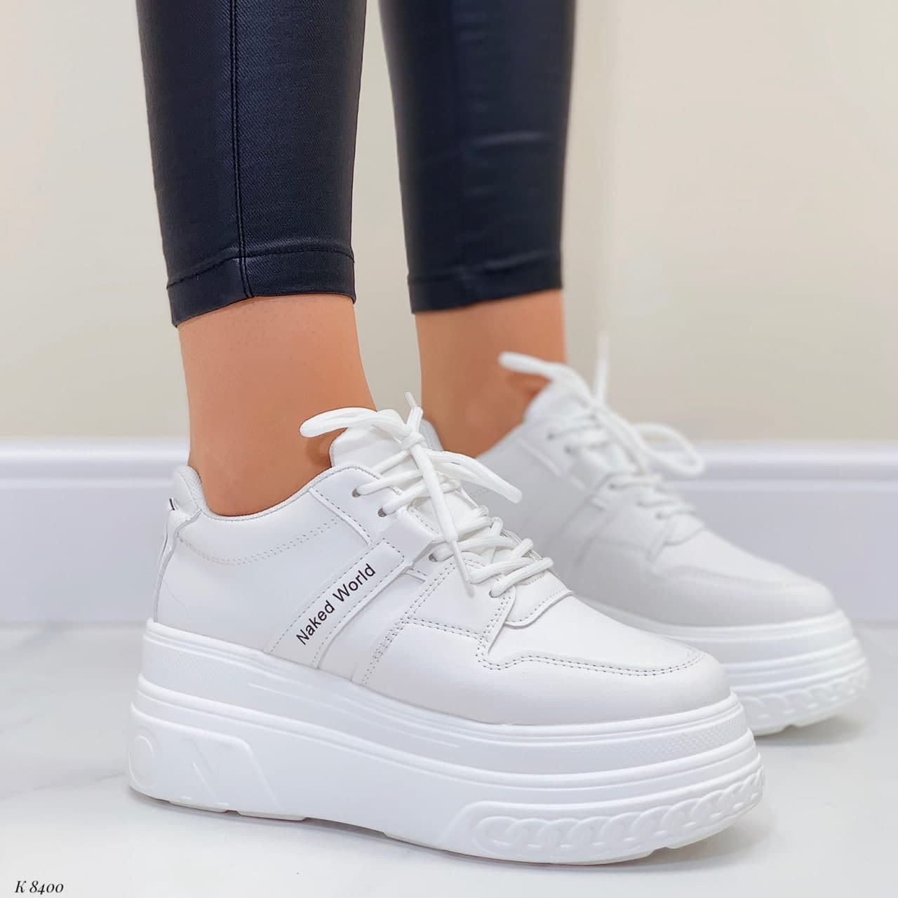 

Кроссовки Женские Эко кожа (8400) 40 25 см Белые