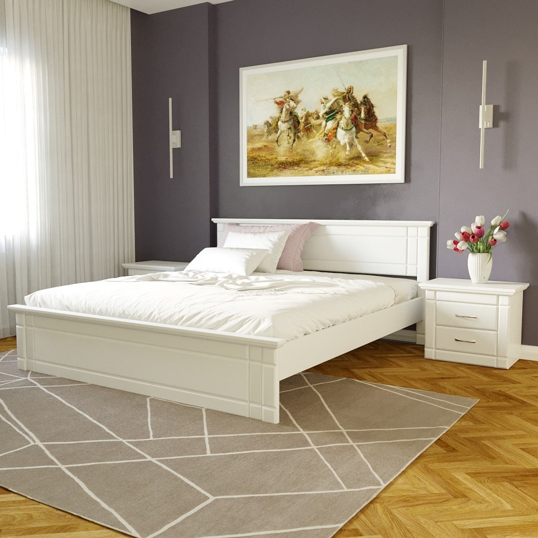 

Двуспальная кровать из ясеня MEBLIUS Модена 120 см x 200 см Белая