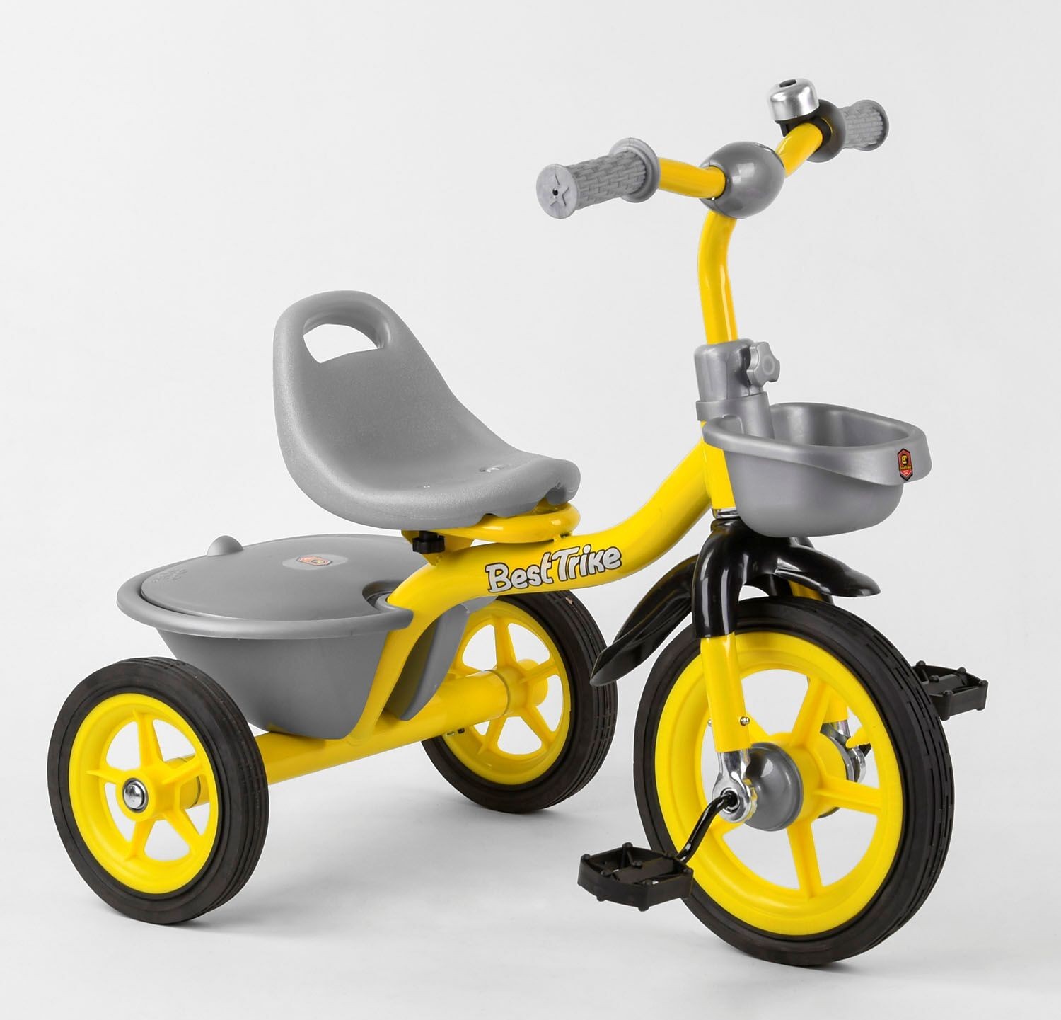 

Велосипед детский 3-х колёсный Best Trike BS-9603 резиновые колеса, переднее d=10’’, заднее d=8’’, звоночек, 2 корзины, в коробке