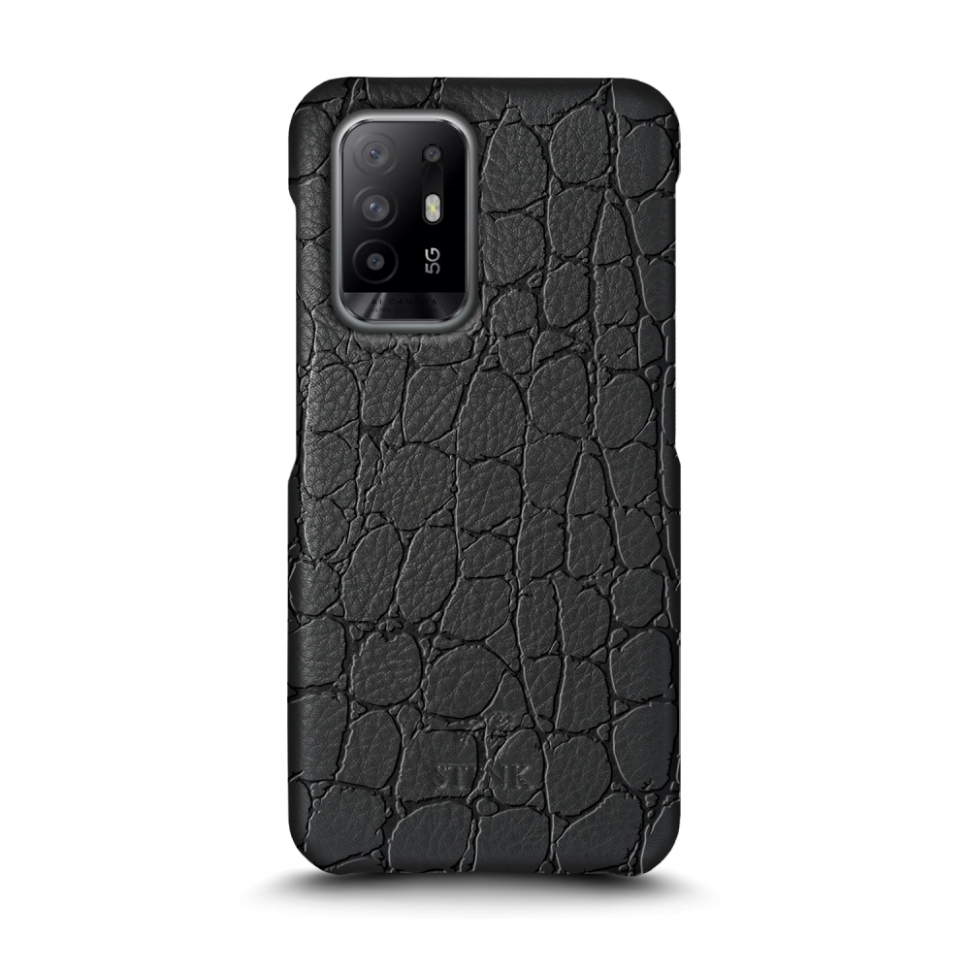 

Кожаная накладка Stenk Reptile Cover для OPPO Reno5 Z 5G Чёрная