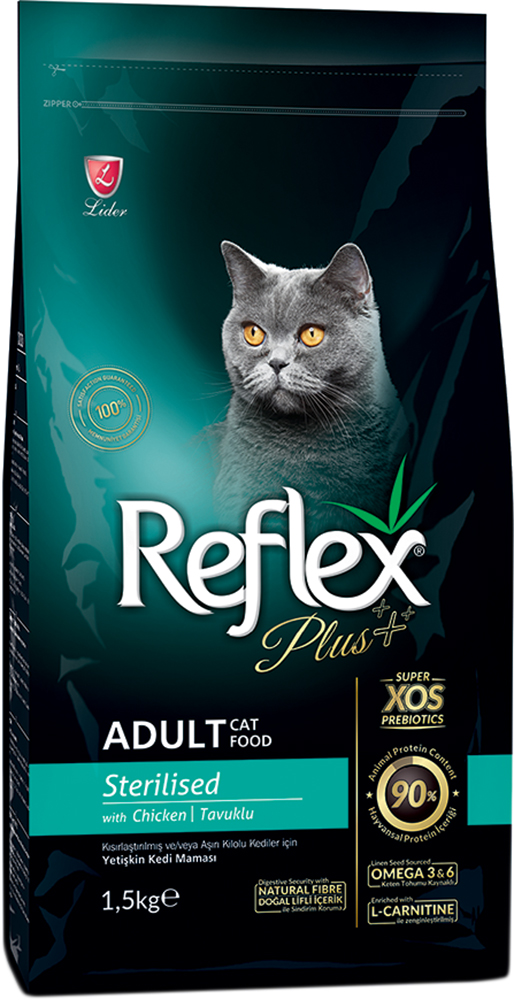

Сухой корм Reflex Plus полноценный и сбалансированный для стерилизованных котов с курицей 1.5 кг
