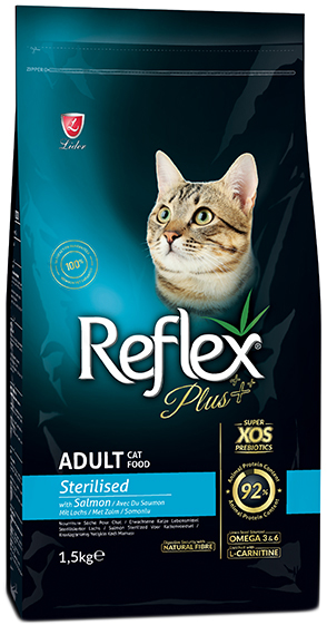 

Сухой корм Reflex Plus полноценный и сбалансированный для стерилизованных котов с лососем 1.5 кг