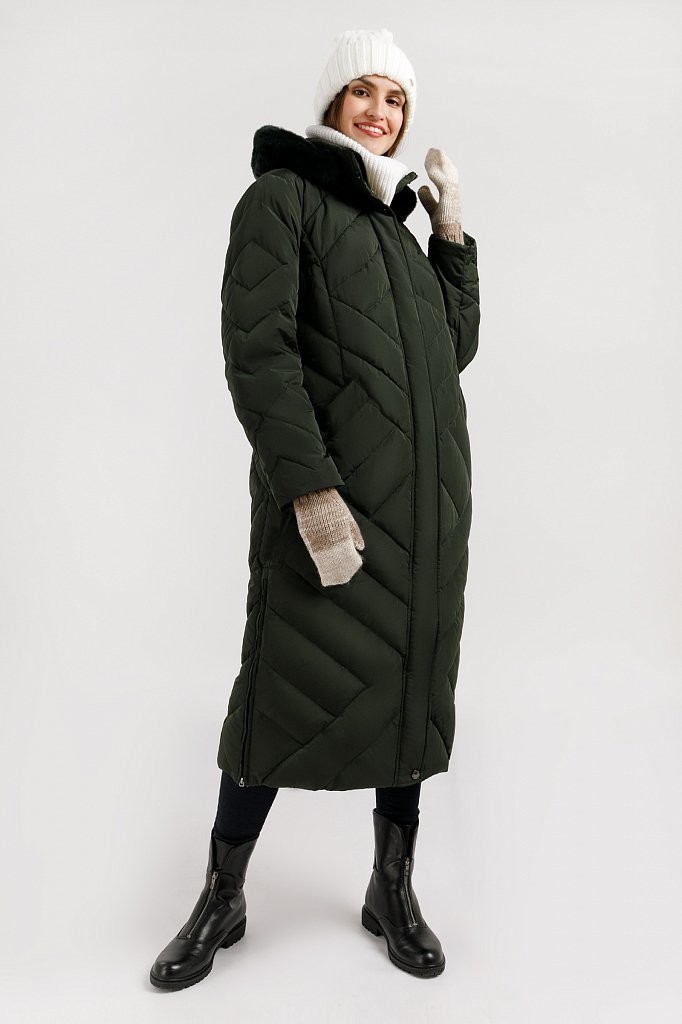 

Пальто-пуховик с меховой опушкой Finn Flare 11912026W-507  Темно-зеленый, Пальто-пуховик с меховой опушкой Finn Flare 11912026W-507 M Темно-зеленый