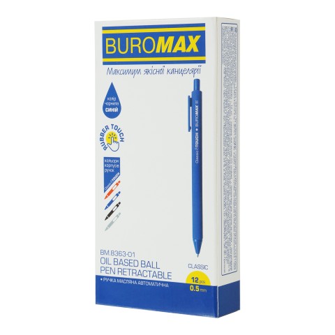 

Набор маслянных ручек Buromax Rubber Touch синие чернила 0.5 мм разноцветный корпус 12 штук (BM.8363-01)
