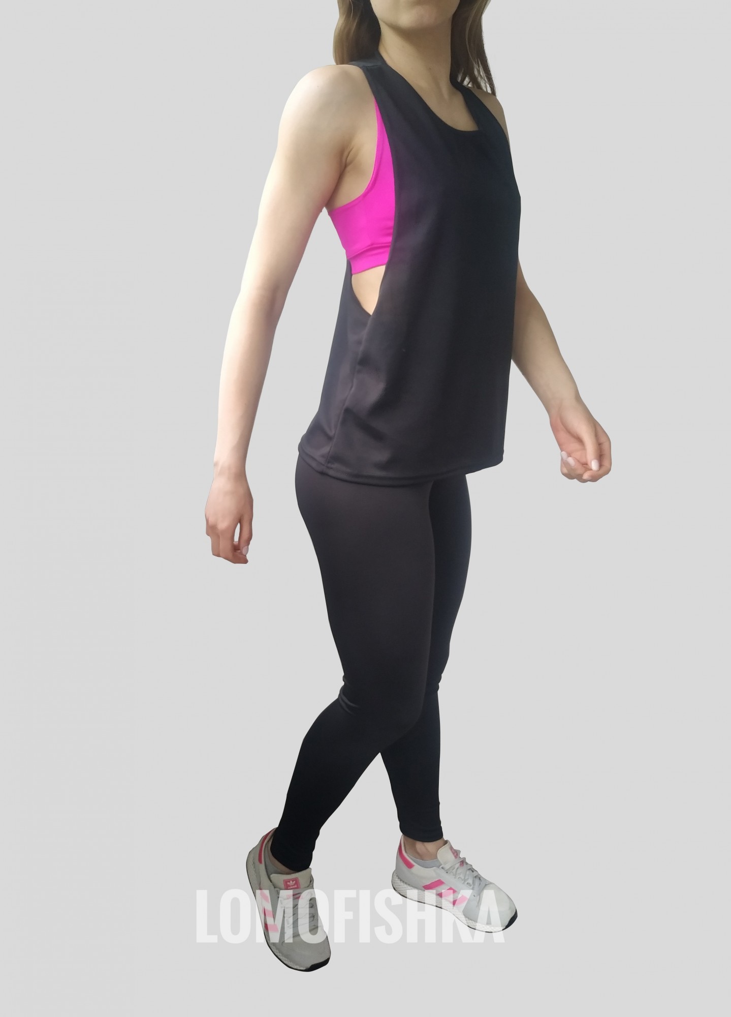 

Комплект для фитнеса (лосины+топ+майка) LOMOFIT-Black 02Ч35М37 42 черно-малиновый