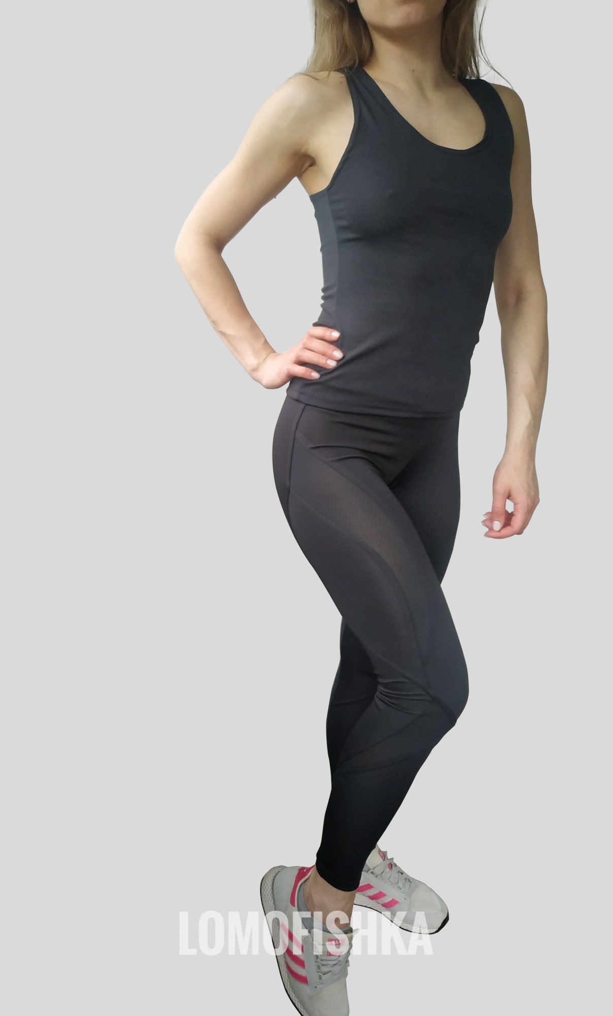 

Комплект для фитнеса (лосины+майка) LOMOFIT-Black 2723 42 черный с сеткой