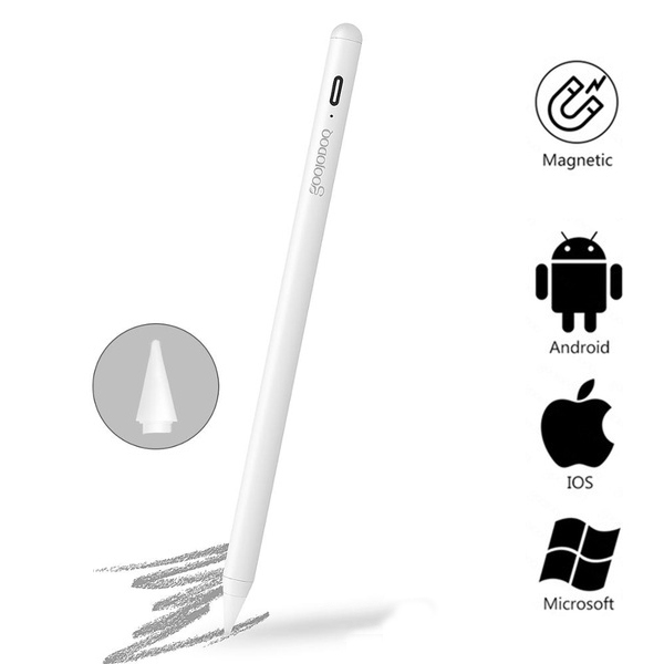 

Стилус универсальный Goojodoq Active Magnetic 3 Gen Android iPhone (iPad до 2017) Type-C 1.2mm White