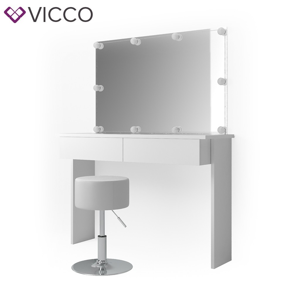 

Туалетный столик 120x83 Vicco Azur с подсветкой и стулом, белый глянец