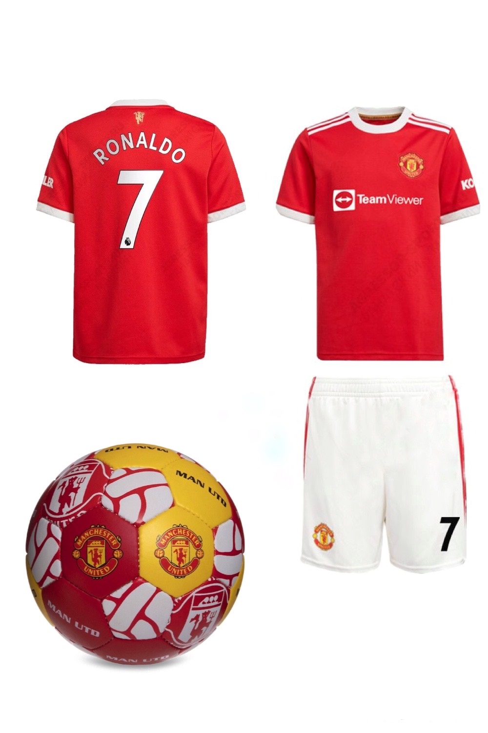 

Форма футбольная детская MANCHESTER UNITED RONALDO 7 2022, 28 размер, 14 лет, 150-155 см, красный-белый цвет + мяч