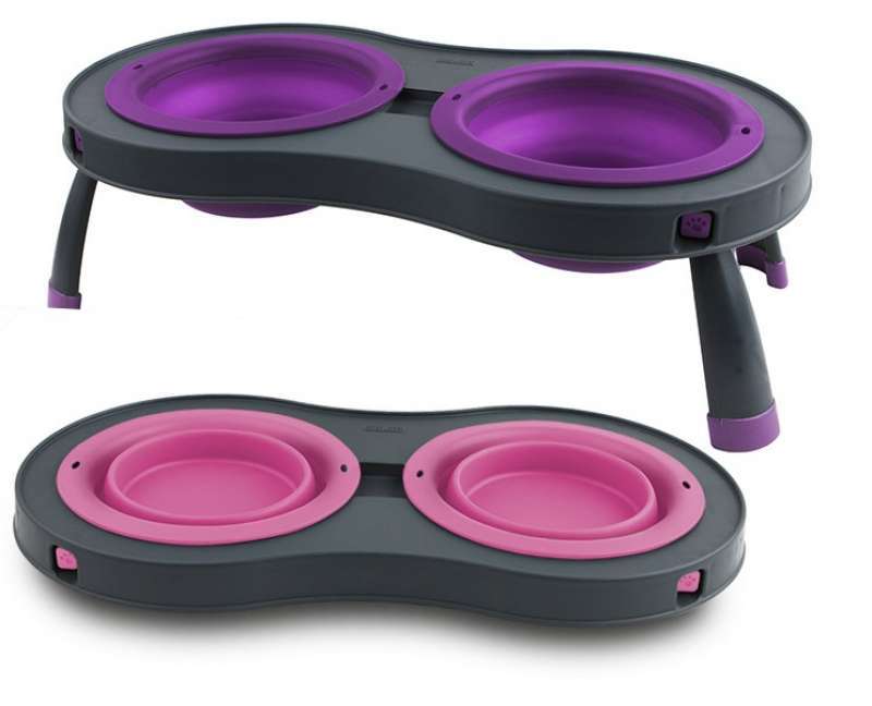 

Складная миска на подставке для собак и кошек двойная Bowl Set (П-472)