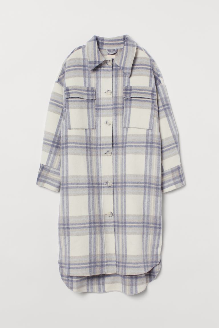 

Пальто из смесовой шерсти H&M  Натуральный белый/Серая клетка, Пальто из смесовой шерсти H&M S Натуральный белый/Серая клетка