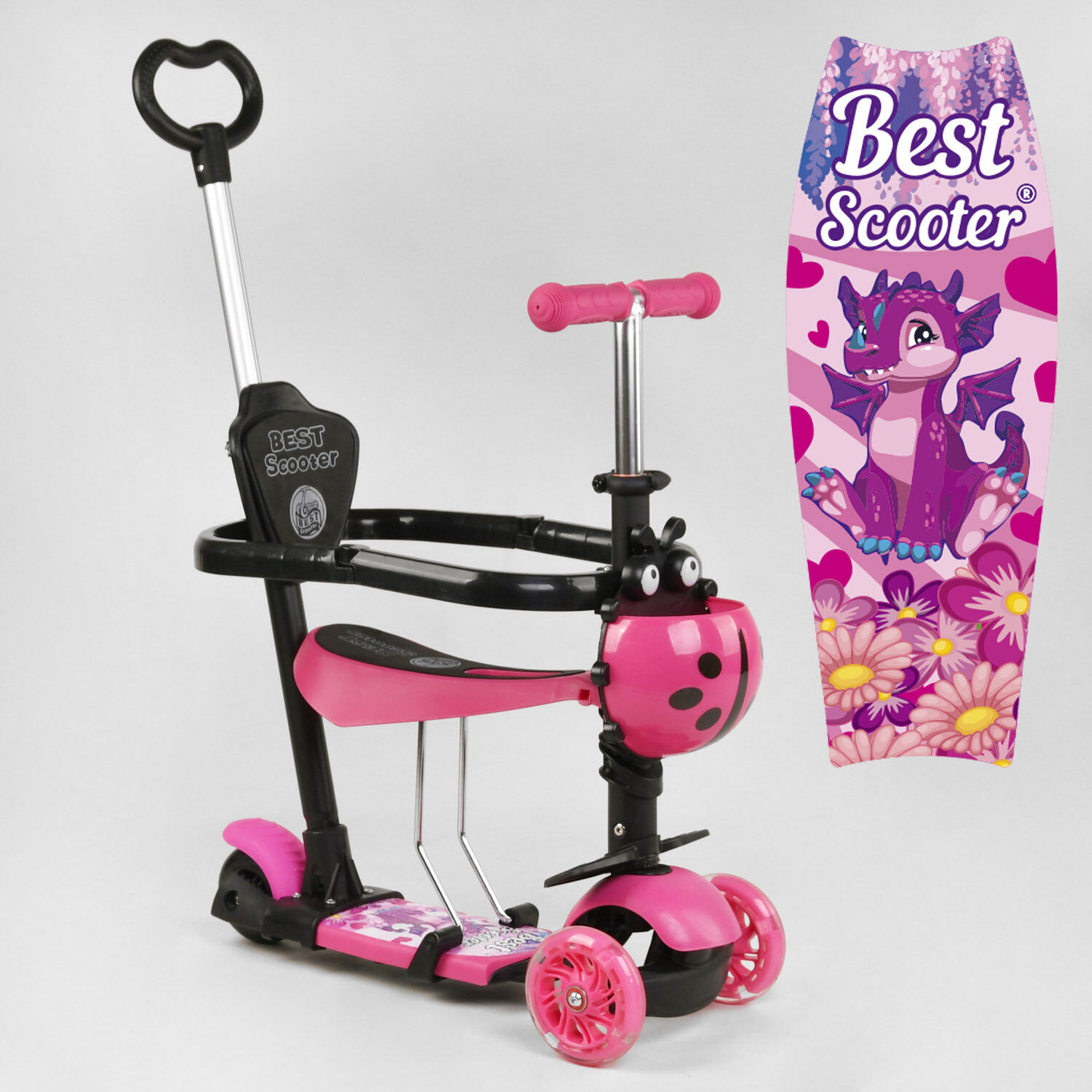 

Самокат 5 в 1 Best Scooter 33077 Black-Pink (33077)