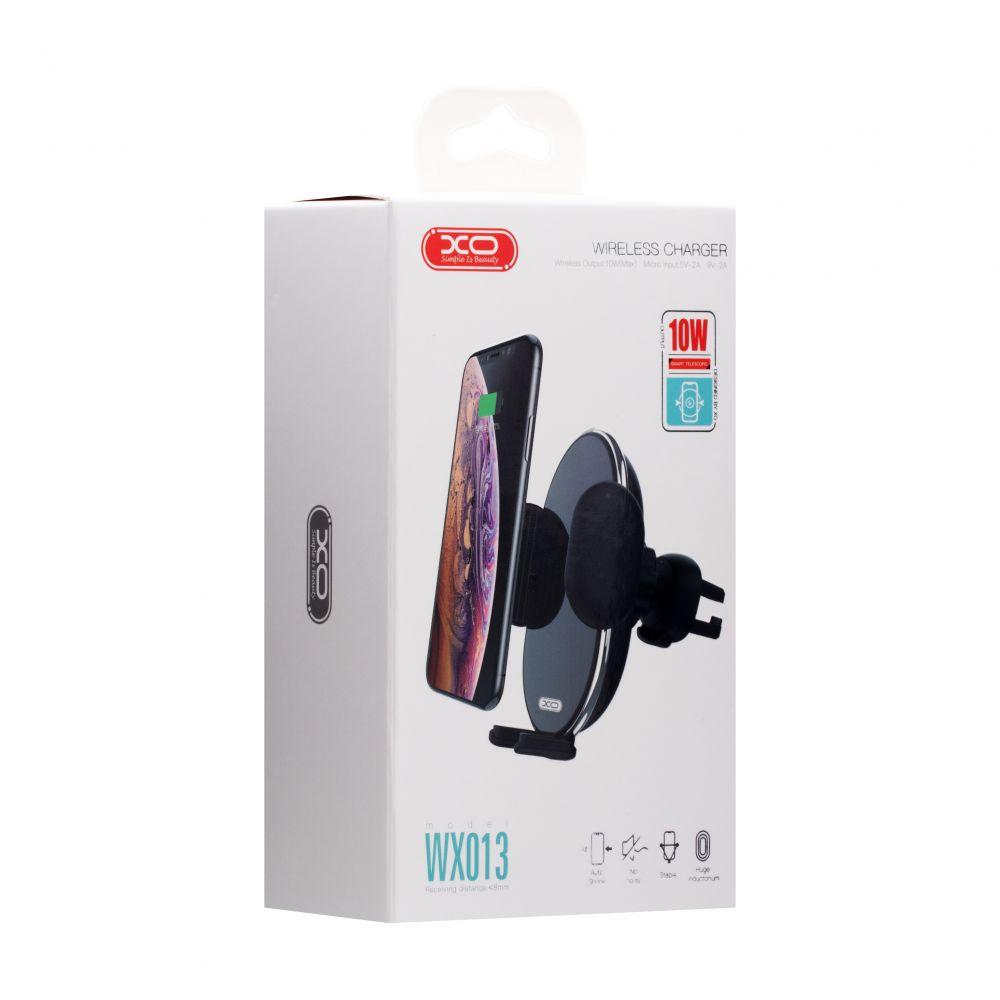 

Автодержатель для телефона XO WX013 Auto Mounted + Wireless Charger Black