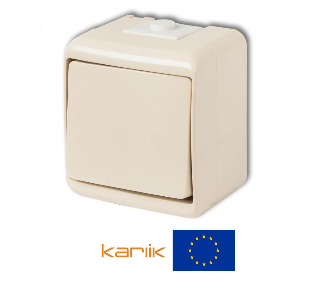 1-клавишный перекрестный выключатель IP54 Karlik 1WHE-6 Бежевый ...