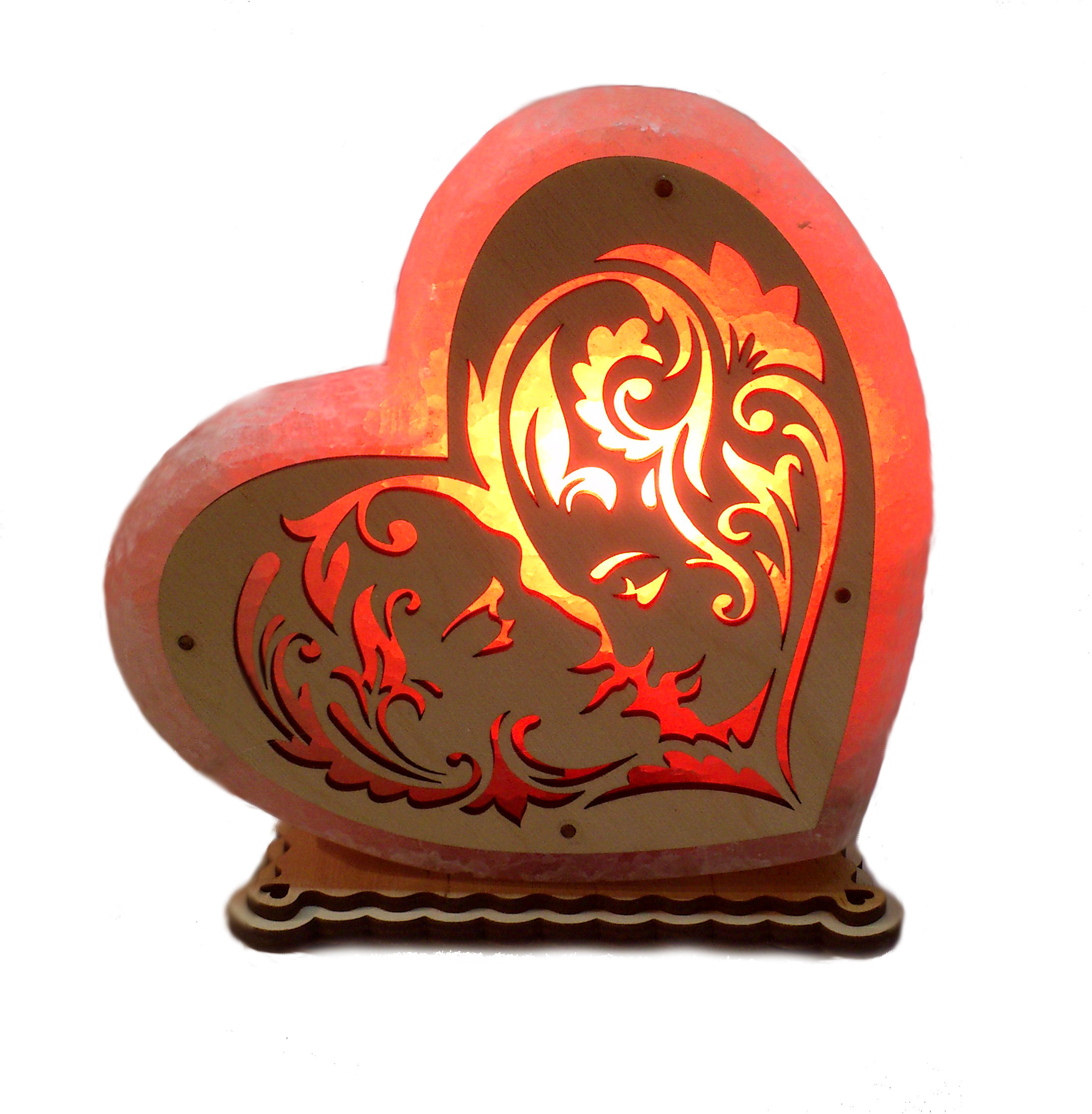 

Соляная лампа-ночник Сердце Saltlamp УЗ-3 с узорами высотой 18 см (123728)