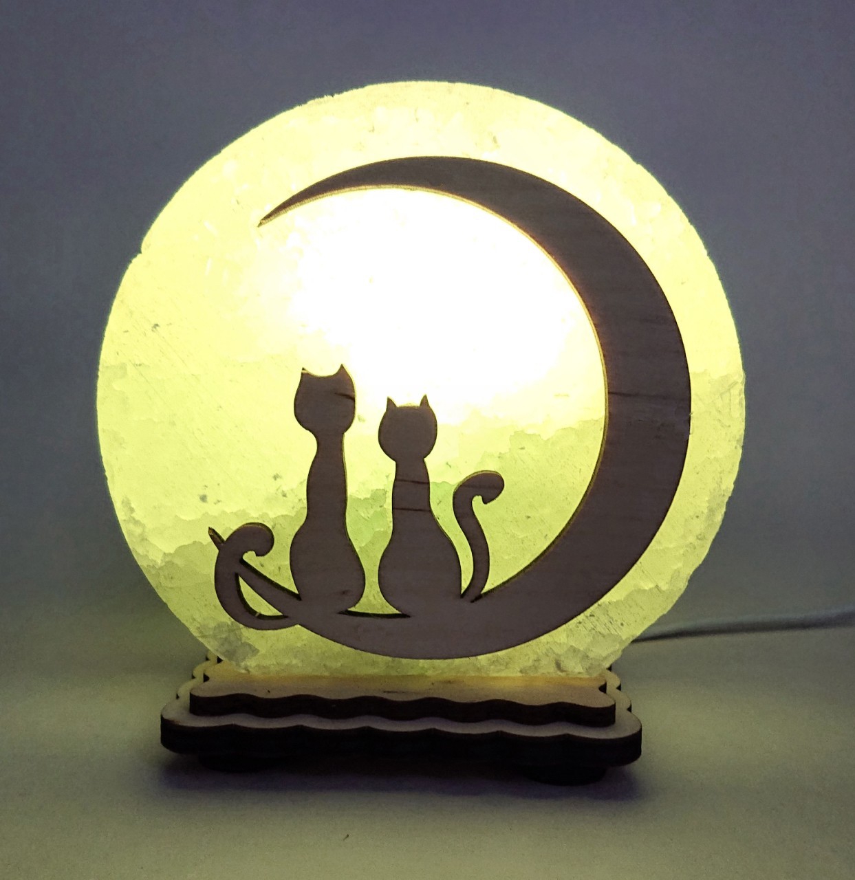 

Соляная лампа-ночник Saltlamp Котики на Луне диаметром 12 см Зеленый (123740)