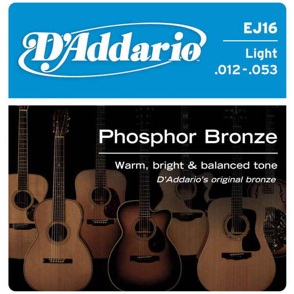 

Струны для акустической гитары D`ADDARIO EJ16 PHOSPHOR BRONZE LIGHT 12-53