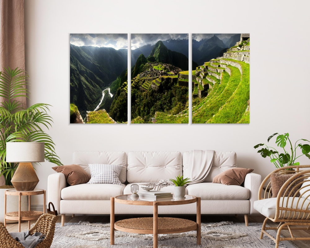 

Картина на холсте Модульные Модульная картина Machu Picchu 3 картины 45х90 см.
