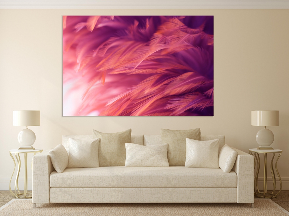 

Картина на холсте Абстракция Coral Pink Feathers 110х150 см.