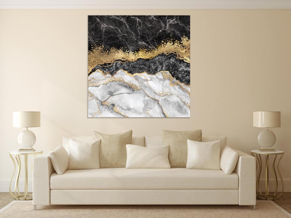 

Картина на холсте Абстракция Texture Of Marble And Gold Foil 50х50 см.