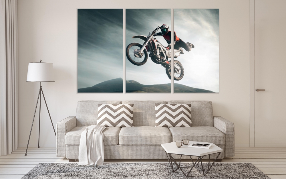 

Картина на холсте Модульные Модульная картина Moto Freestyle 3 картины 30х60 см.
