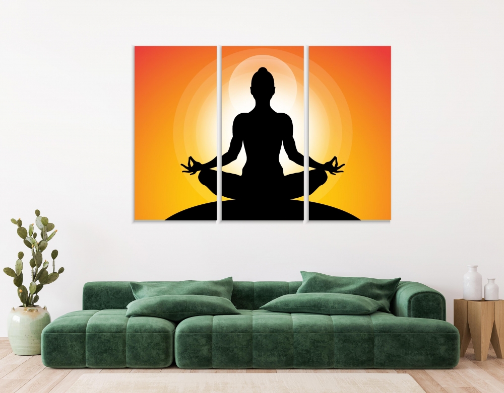 

Картина на холсте Модульные Модульная картина Zen Meditation Peace 3 картины 70х140 см.