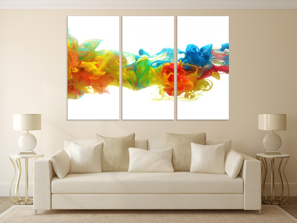 

Картина на холсте Модульные Модульная картина Colorful Ink 3 картины 25х50 см.