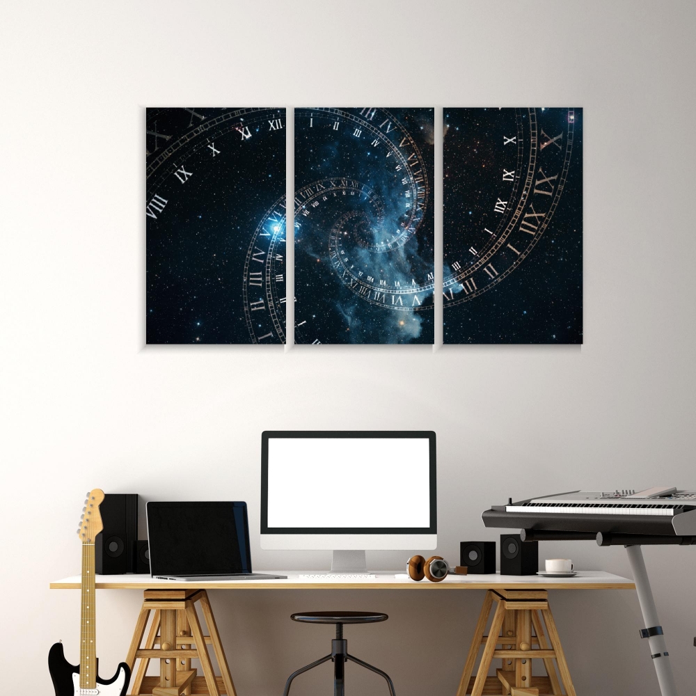 

Картина на холсте Модульные Модульная картина Time Space 3 картины 60х120 см.