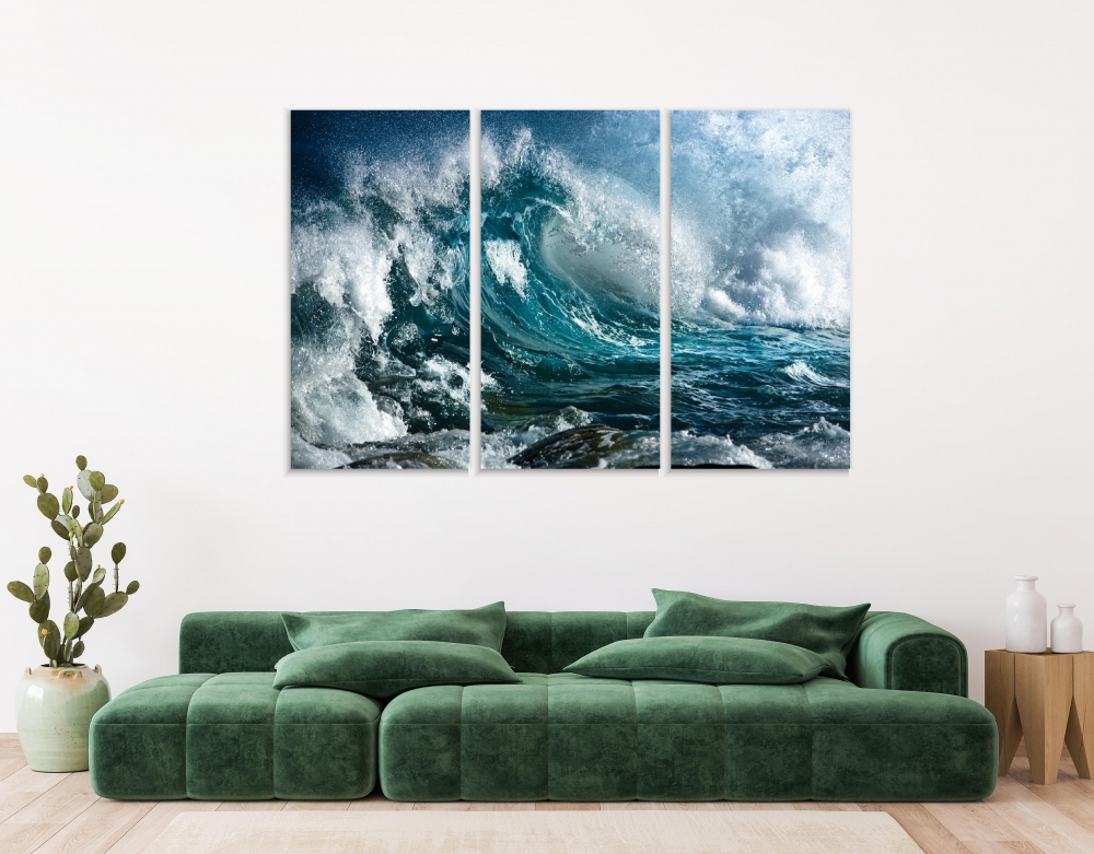 

Картина на холсте Модульные Модульная картина Ocean Wave 3 картины 70х140 см.