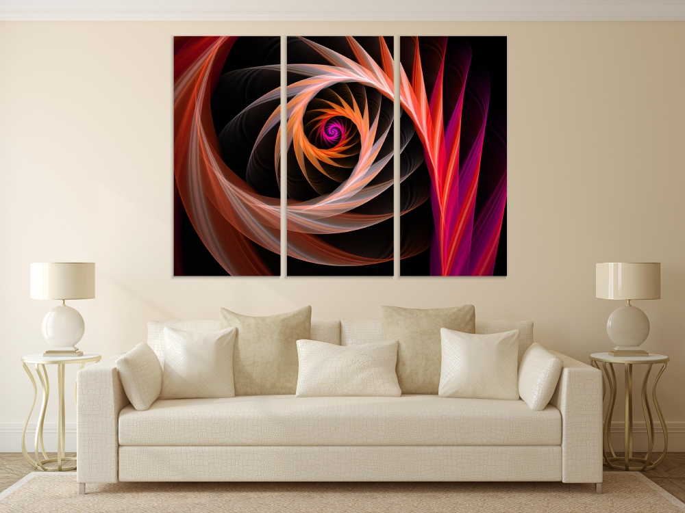 

Картина на холсте Модульные Модульная картина Abstract Fractal 3 картины 70х140 см.