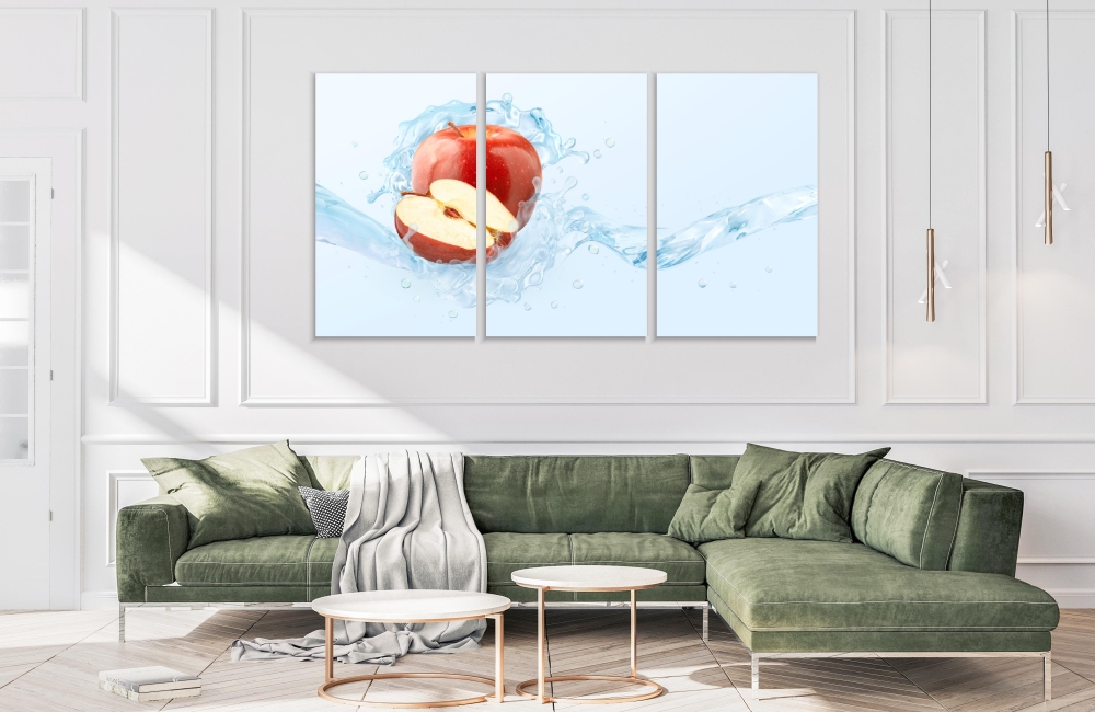 

Картина на холсте Модульные Модульная картина Fresh cold pure apple 3 картины 25х50 см.