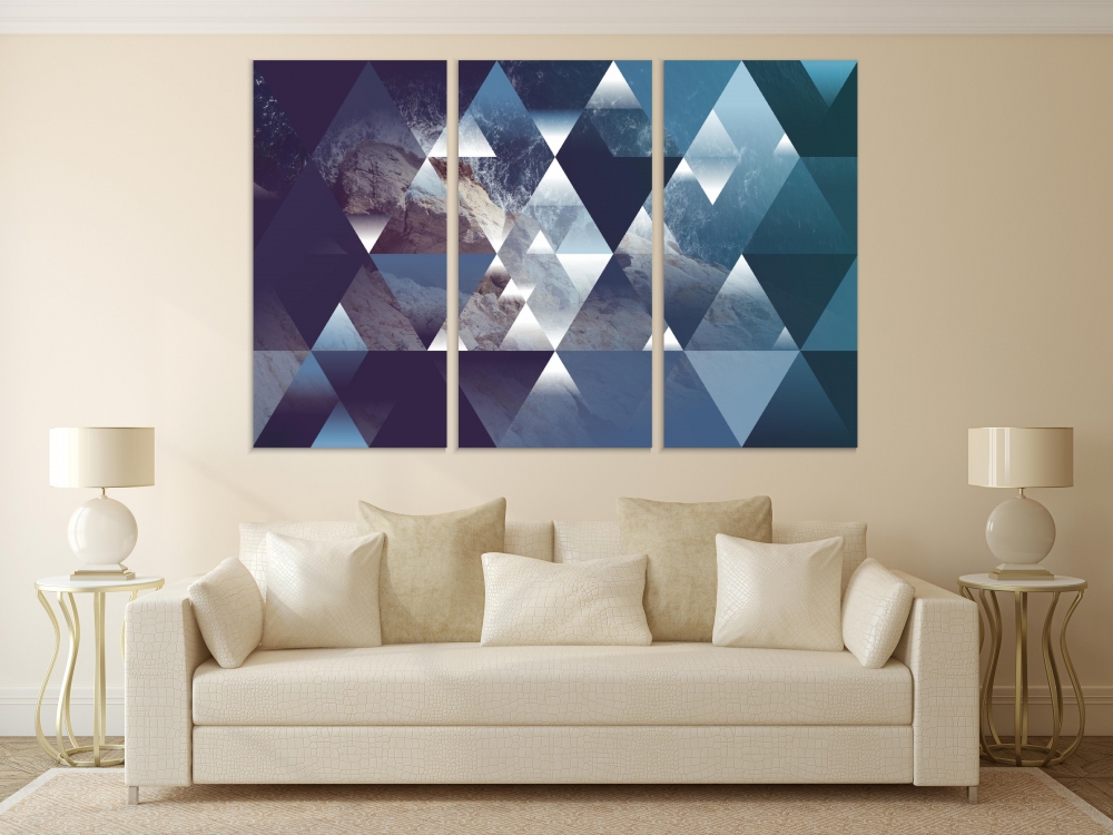 

Картина на холсте Модульные Модульная картина Abstract Marine Geometric 3 картины 70х140 см.