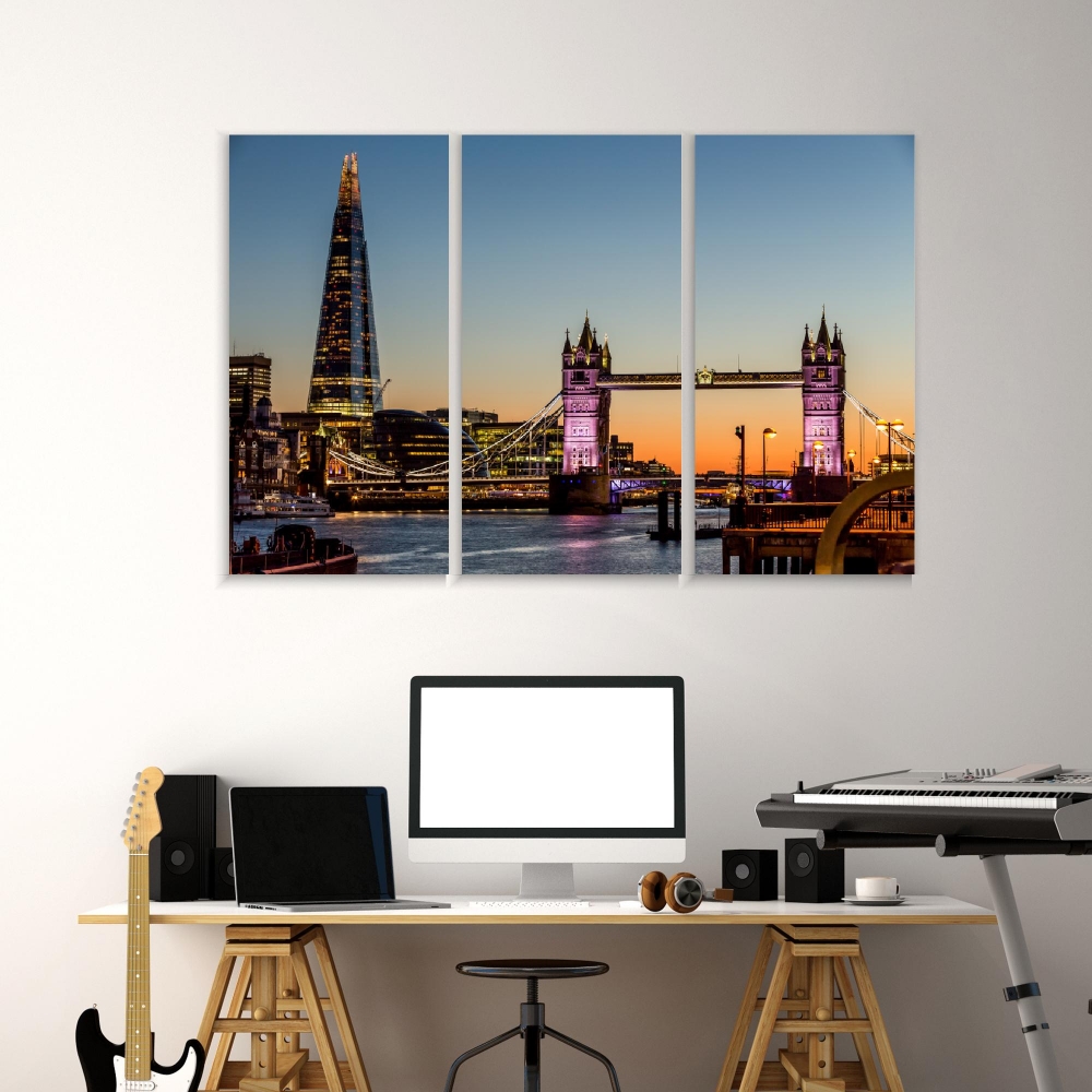 

Картина на холсте Модульные Модульная картина Tower Bridge In London 3 картины 25х50 см.