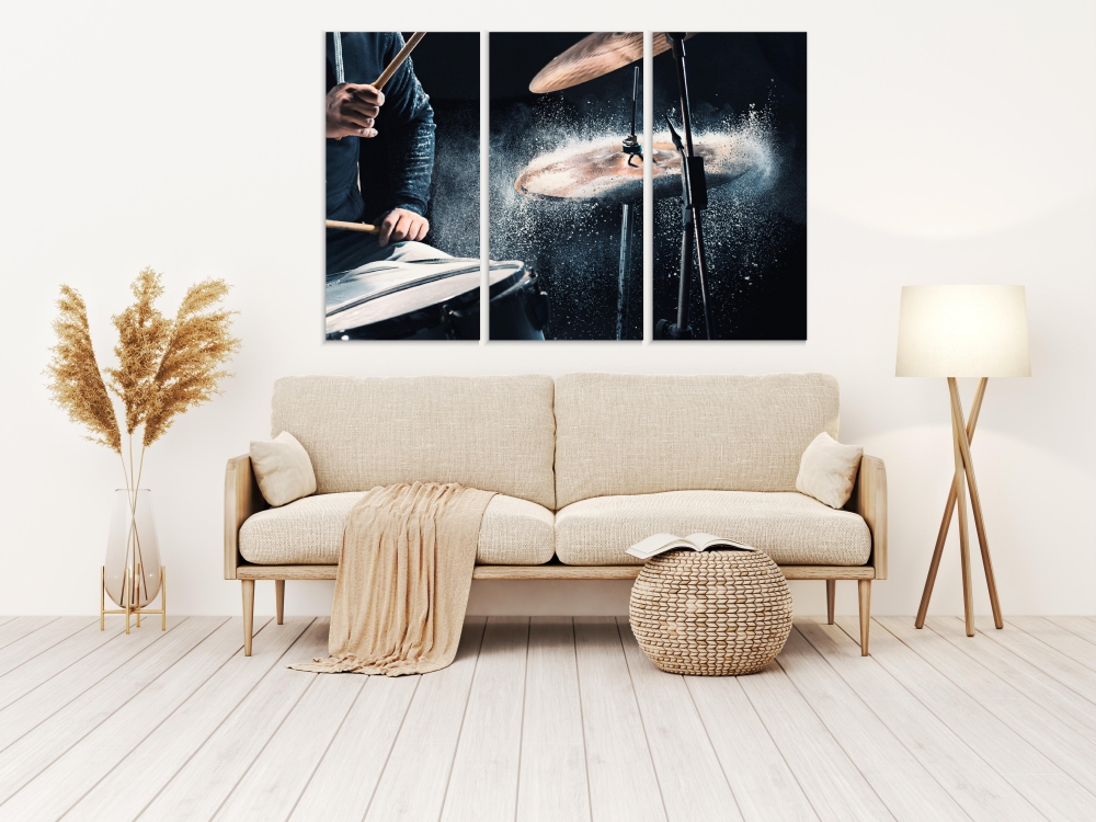 

Картина на холсте Модульные Модульная картина Drum Set 3 картины 60х120 см.