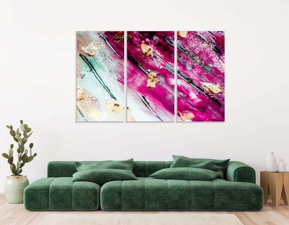 

Картина на холсте Модульные Модульная картина Gold Flowers And Sparkles 3 картины 45х90 см.