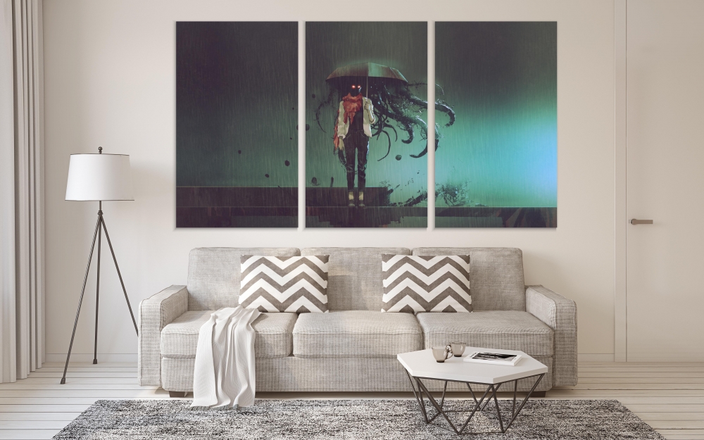 

Картина на холсте Модульные Модульная картина The Horrors Of A Rainy Night 3 картины 40х80 см.