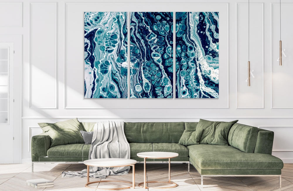 

Картина на холсте Модульные Модульная картина Mixture Of Blue And White Colors 3 картины 25х50 см.