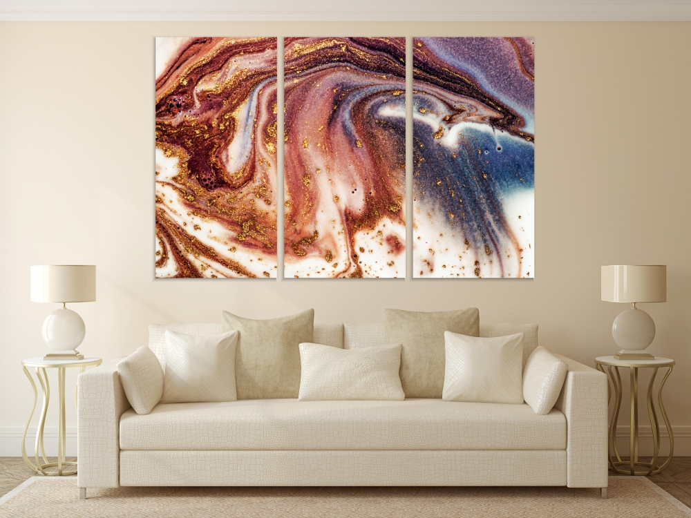 

Картина на холсте Модульные Модульная картина Golden Swirl 3 картины 70х140 см.