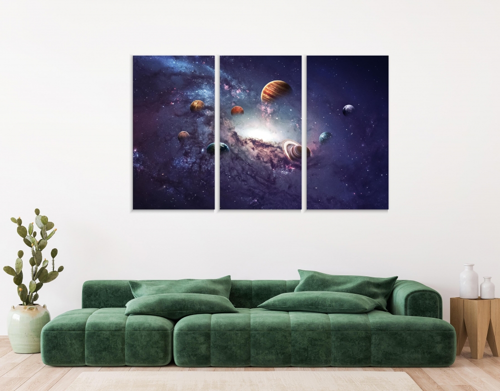 

Картина на холсте Модульные Модульная картина Creation Of Planets Of The Solar System 3 картины 25х50 см.