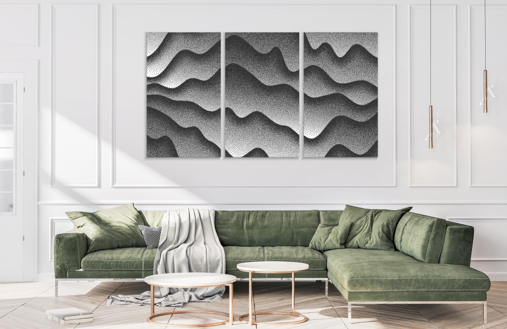 

Картина на холсте Модульные Модульная картина Curved Lines 3 картины 70х140 см.