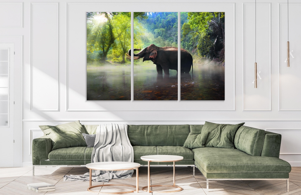 

Картина на холсте Модульные Модульная картина Wild Elephant 3 картины 40х80 см.